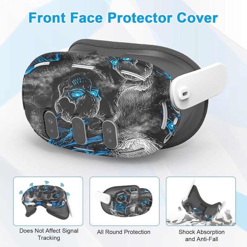 Relohas Deluxe 5 in 1 Silicone Accessories for Meta Quest 3, VR Protective Case Set, Controller Grip Cover, VR Shell Cover, Face Cover, Gifts for Christmas & Halloween (Phantom) - Image 5